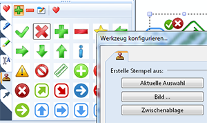 Stempel - Um Symbole, Zeichnungen, Grafiken oder Textk�sten wiederzuverwenden, k�nnen Sie diese als Stempel ablegen. - Stempel