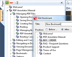 Bookmarks - Quickly jump to bookmarks within the document. Create your own bookmarks and edit existing ones. - Bookmarks