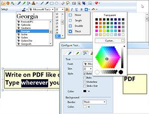 Text Tool Options - All tools support various style properties, like different colors, borders, fonts and widths. - Text Tool Options