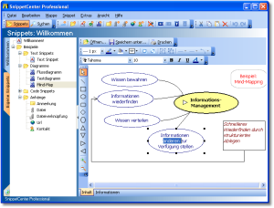 Diagramm Snippets - Diagramm Snippets können einfache Skizzen oder komplexe Diagramme beinhalten. Mittels grafischer Grundelemente können unterschiedlichste Diagramme schnell und effizient gezeichnet werden. Die Elemente können beschriftet und miteinander verbunden werden. - Diagramm Snippets