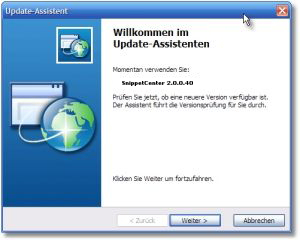 Update-Assistent - Mit dem Update-Assistenten verpassen Sie nie ein Update zu SnippetCenter. - Update-Assistent
